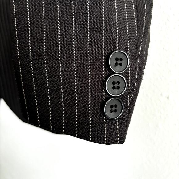 Perry Ellis Portfolio Boys Sz 12 Pinstripe Black Suit Jacket 3 Button Blazer - Picture 5 of 13